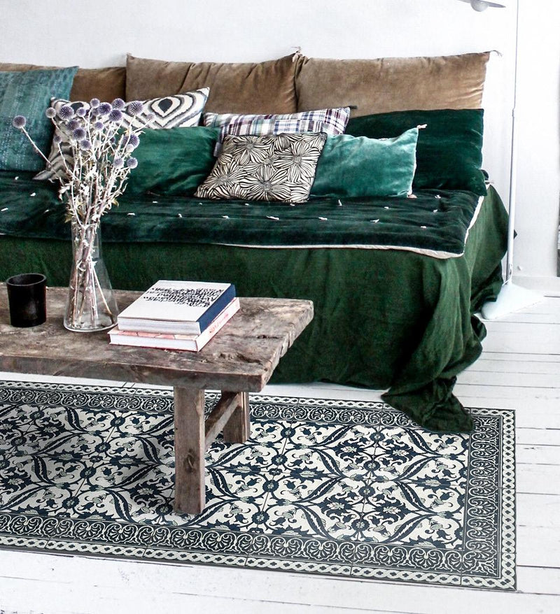 Tapis en vinyle béton classique encadré arménien