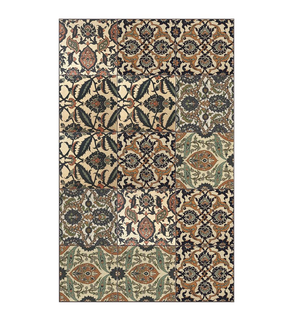 Tapis en vinyle béton ambre éclectique arménien