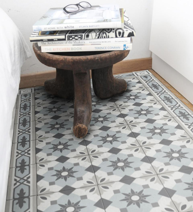 Tapis vinyl béton bleu clair Amsterdam