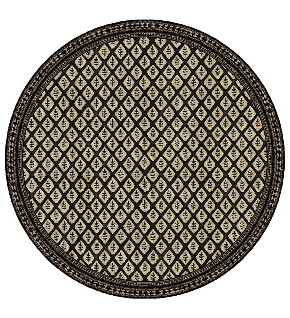 Set de table rond en vinyle noir Jaipur