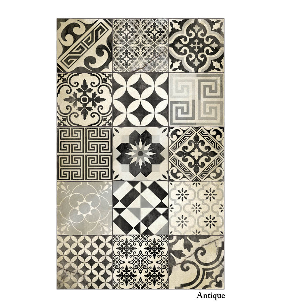 Eclectic Black & White Vinyl Rug