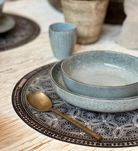 Set de table rond en vinyle en dentelle Royal Indigo