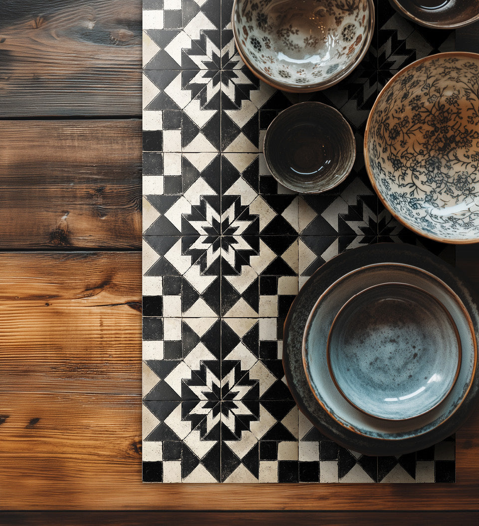 Chemin de table en vinyle antique Gambit Chess