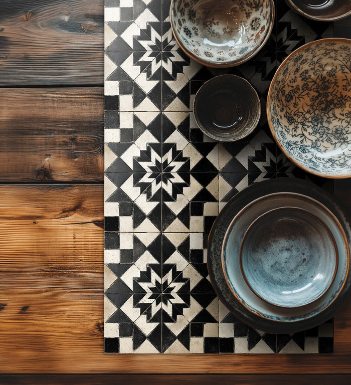 Chemin de table en vinyle antique Gambit Chess