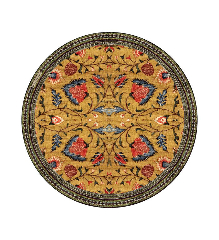 Bohemian Garden Gold Round Vinyl Placemat