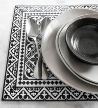 Flor de Lis Black & White Vinyl Placemat