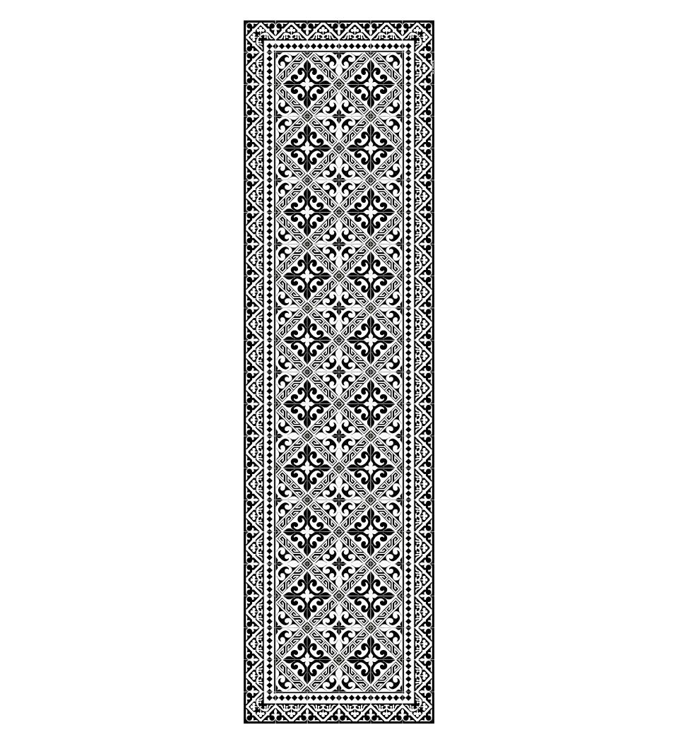 Flor De Lis Black & White Vinyl Table Runner