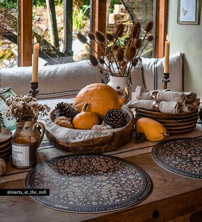 Set de table rond en vinyle au printemps du jardin bohème