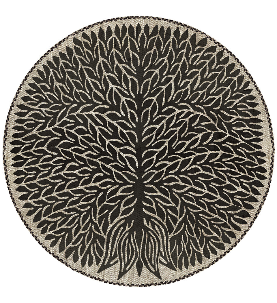 Tree of Life Black Round Vinyl Placemat
