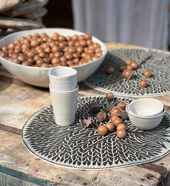 Tree of Life Black Round Vinyl Placemat