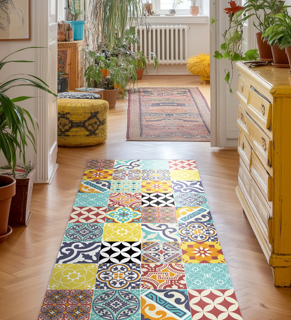 Tapis en vinyle coloré éclectique