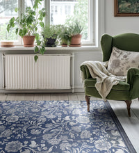 Indigo Flower Vinyl Rug
