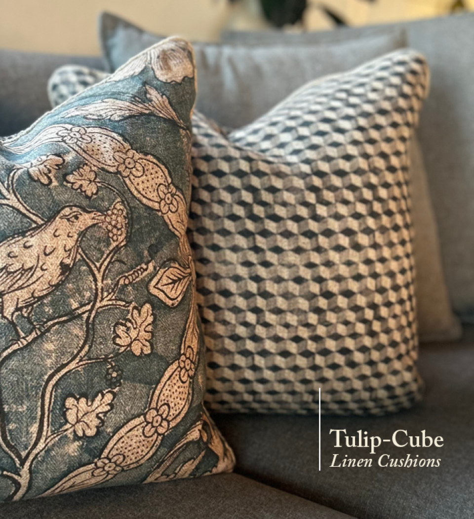 Tulip-Cube Linen Cushion