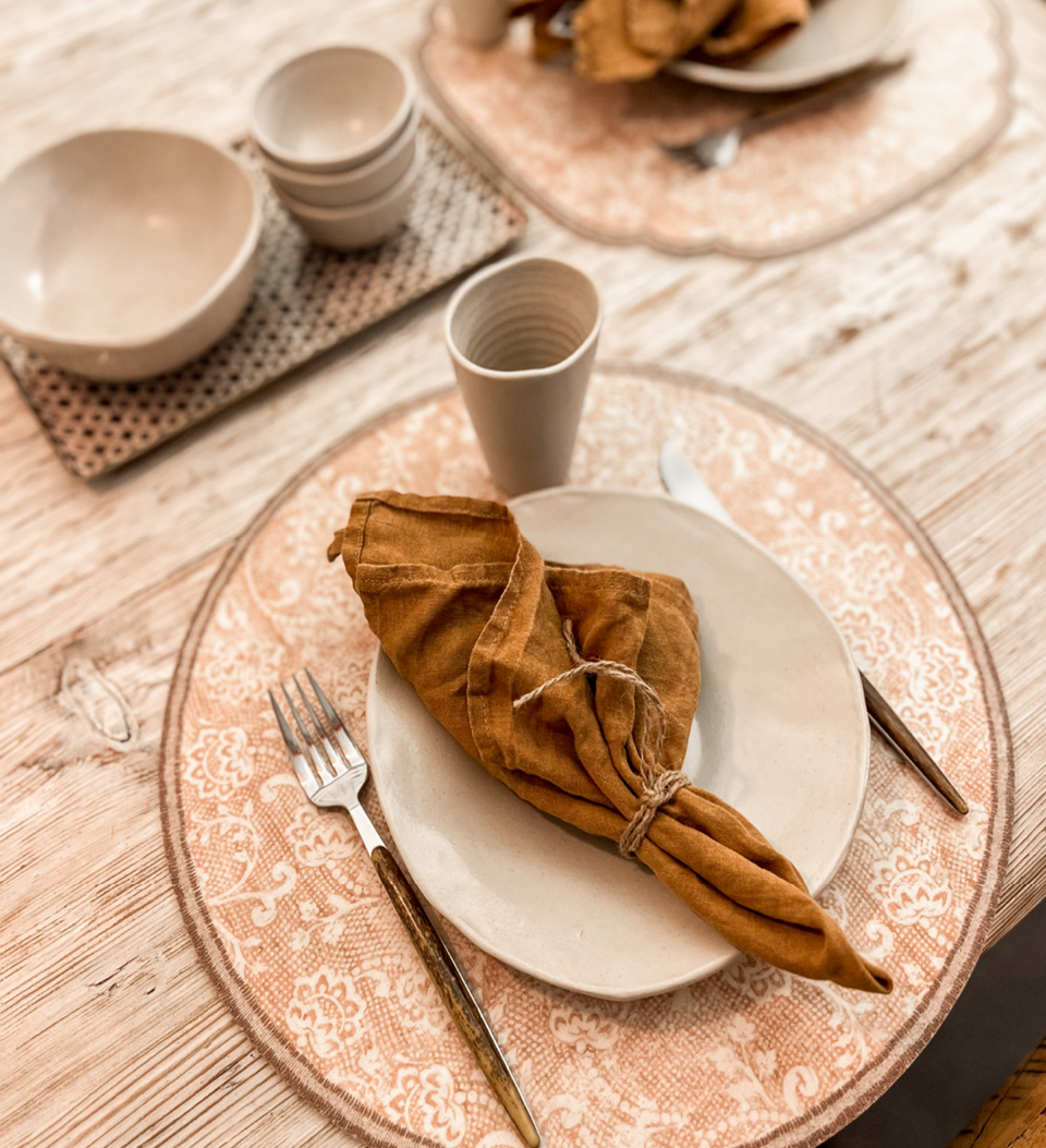 Holy Blush Round Vinyl Placemat