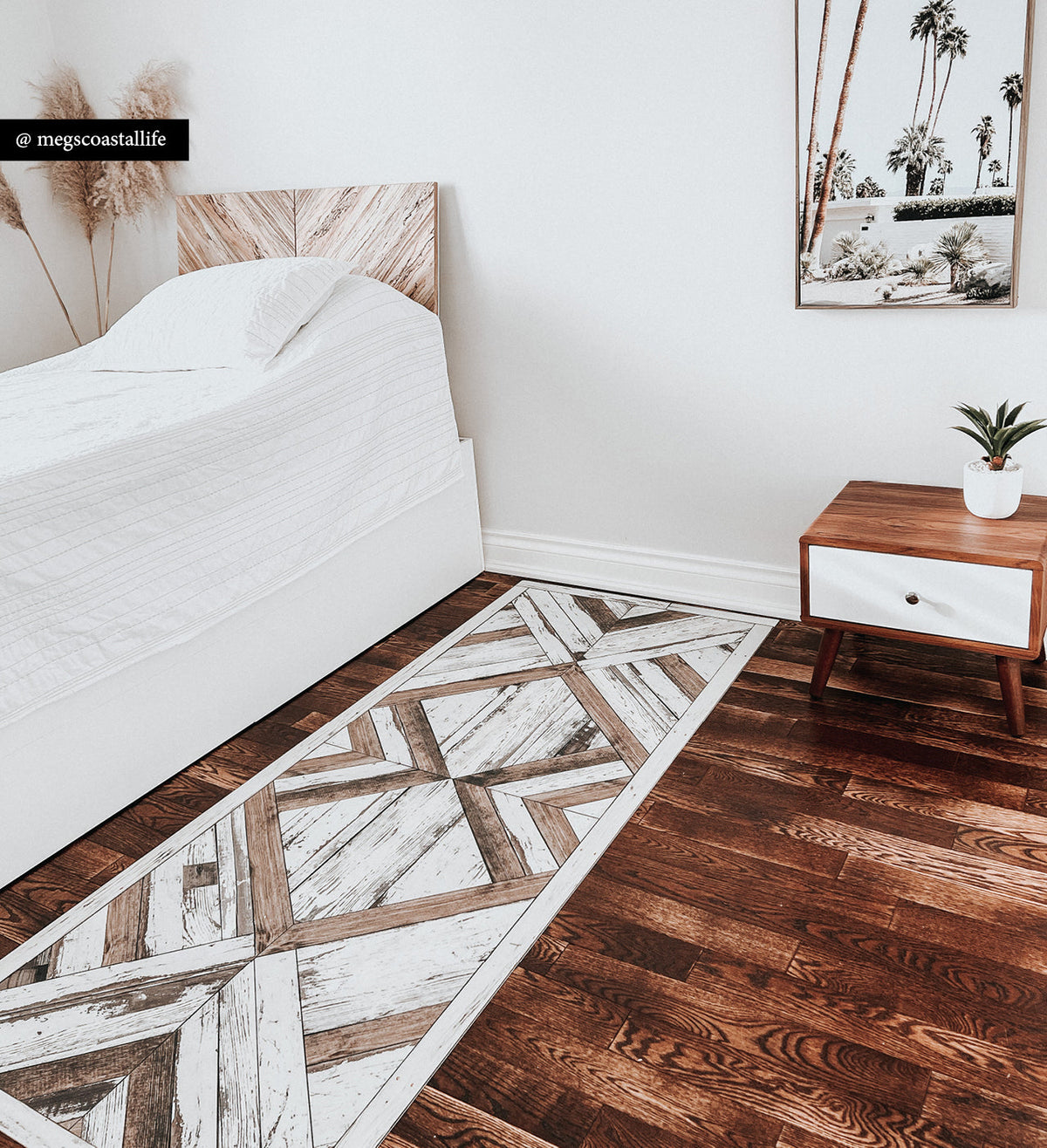 Wood Art White Vinyl Rug