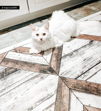 Wood Art White Vinyl Rug