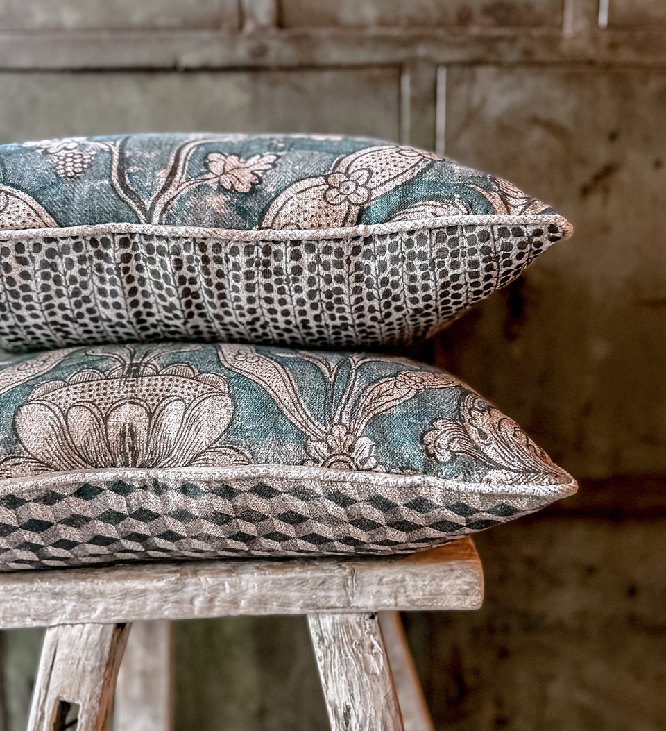 Nightingale-Poppy Linen Cushion