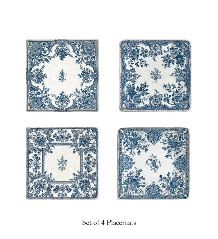 Blue Heirloom Square Vinyl Placemats