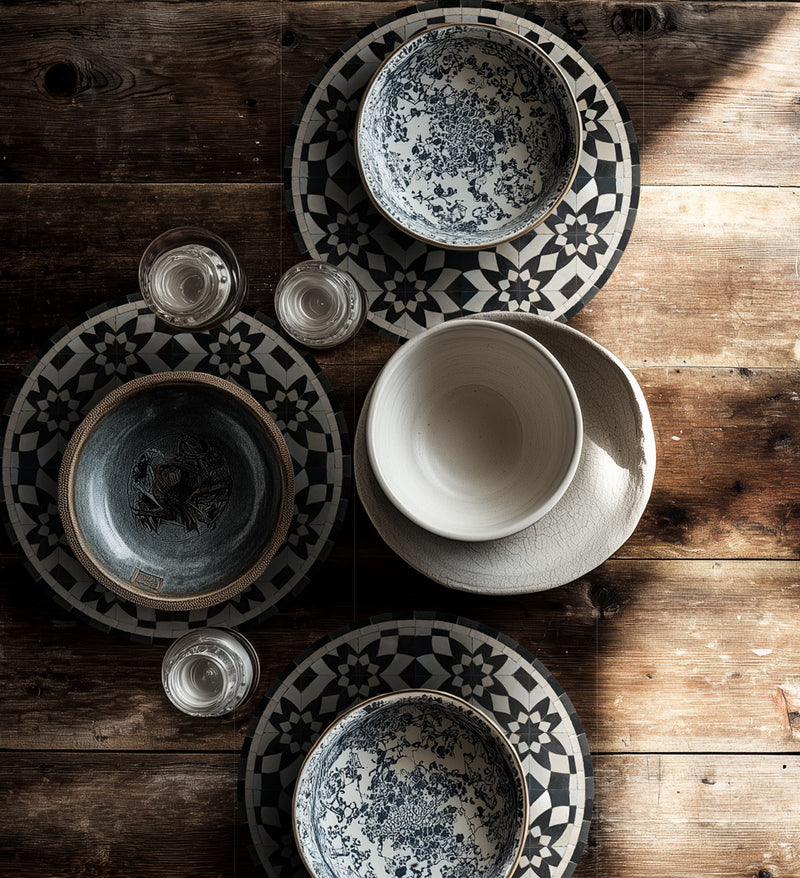 Set de table rond en vinyle arbre de vie curcuma