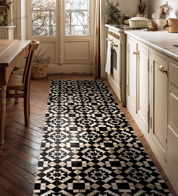 Borgo Lily Noir Antique - Tapis de sol en vinyle Modu