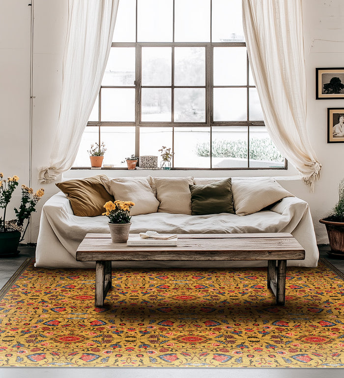 Bohemian Garden Gold Vinyl Rug
