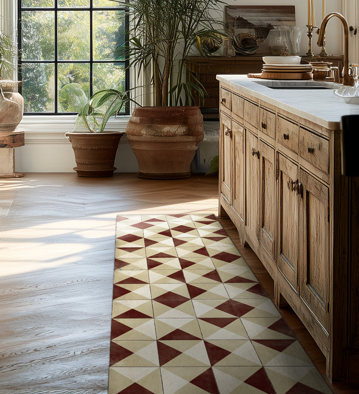 Tapis en vinyle antique Borgo Bordeaux