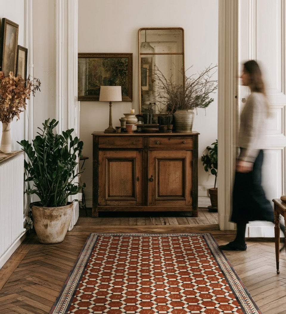 Tapis en vinyle antique Borgo Bordeaux