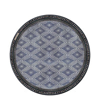 Royal Indigo Diamond Round Vinyl Placemat