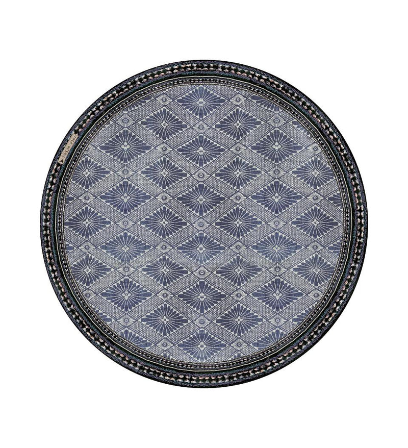 Royal Indigo Diamond Set de table rond en vinyle