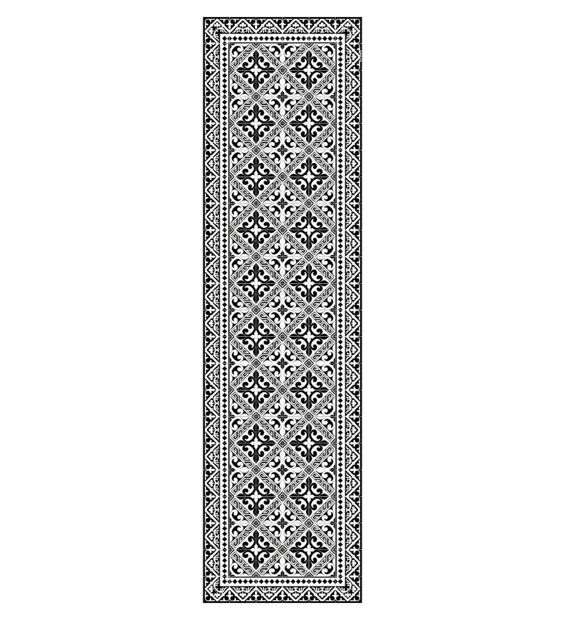 Flor De Lis Black & White Vinyl Table Runner