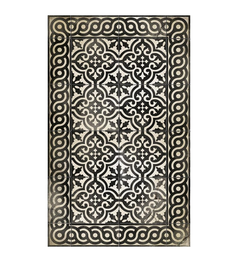 Mountain Black & White Antique Vinyl Rug