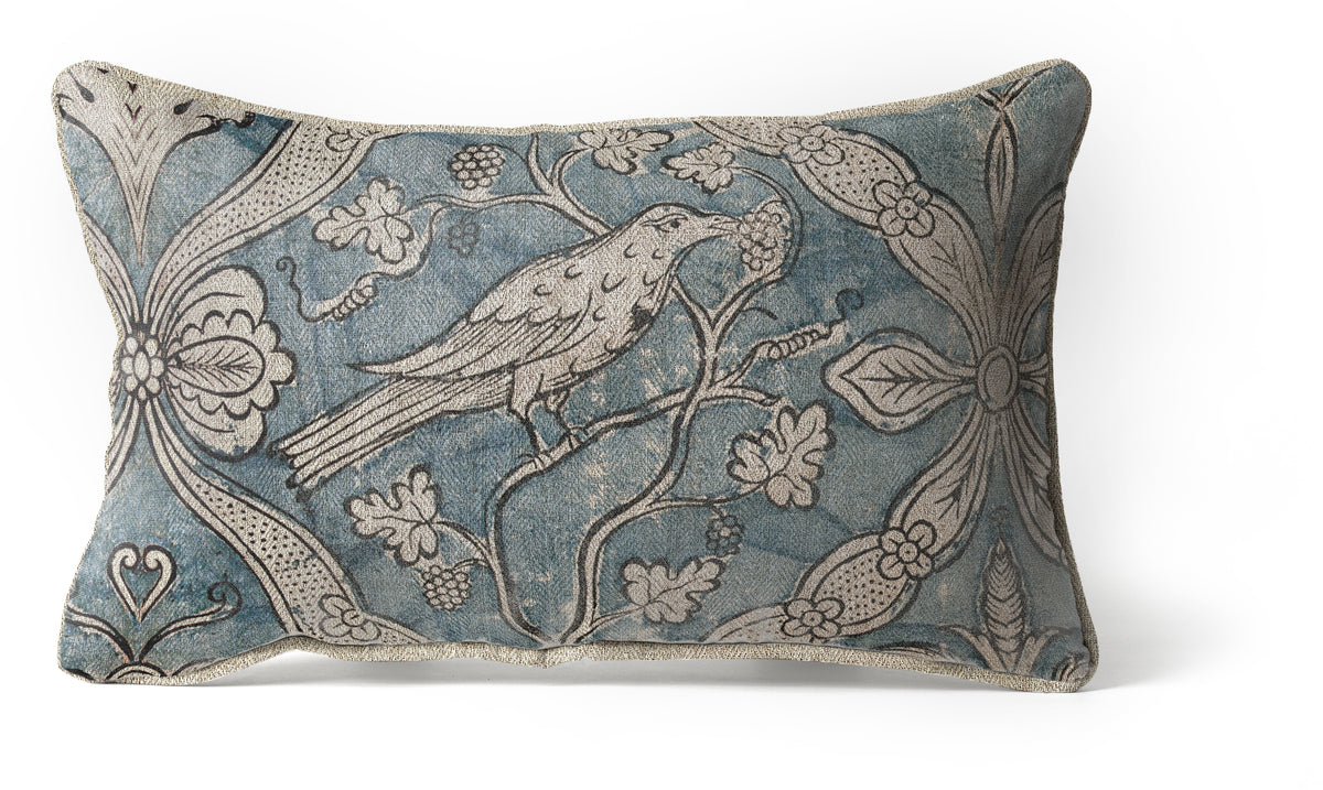 Nightingale-Poppy Linen Cushion