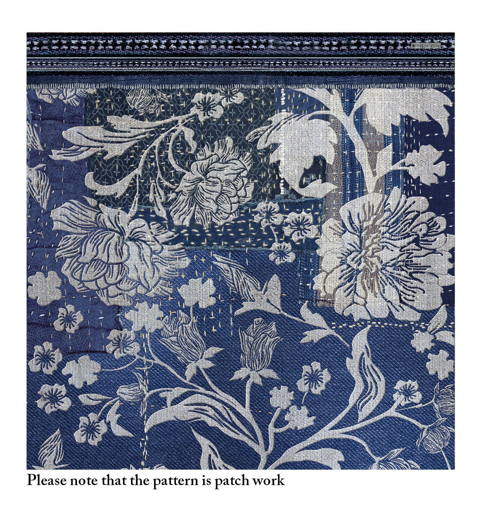 Bohemian Garden Indigo Flower Vinyl Rug