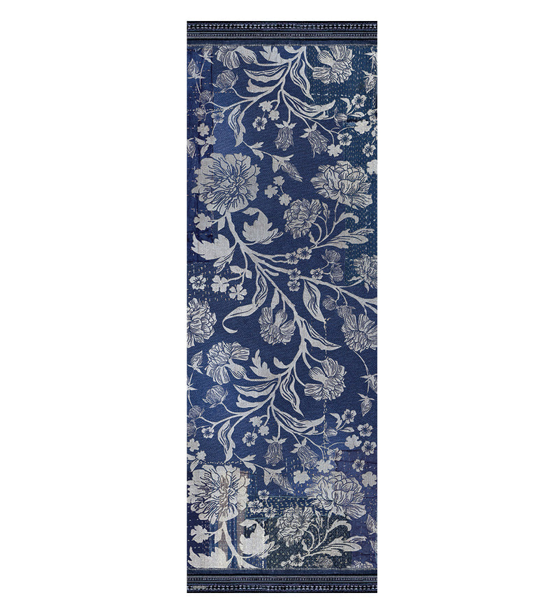 Tapis en vinyle à fleurs d'indigo de jardin bohème